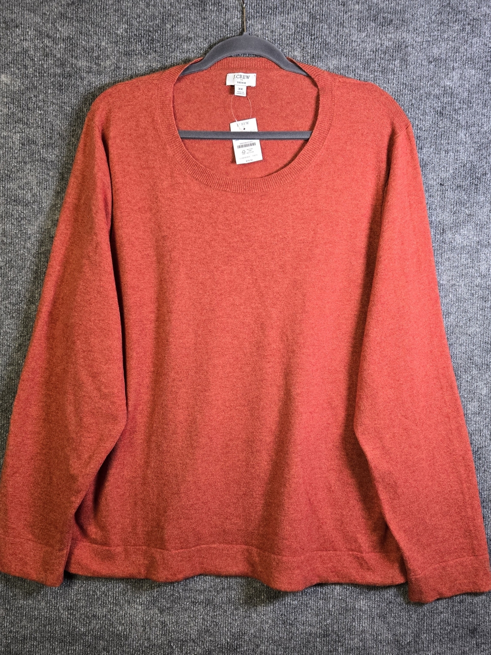 J Crew Sweater Womens 3X Burnt Orange Cotton Wool Teddie Crew Neck Preppy New